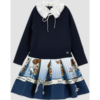 abito con stampa paperina bambina panna-blu