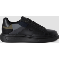 scarpe in pelle con patchwork da uomo nero