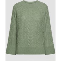 maglione lavorato a trecce donna verde