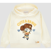 Monnalisa Hooded Logo-Print Cotton Sweatshirt — White