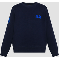 Crew neck sweatshirt with logo embroidered by baby navy blue