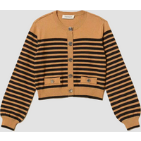 cardigan in maglia a righe bambina marrone-nero