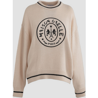 pullover girocollo con logo donna crema