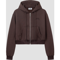 felpa con zip da donna marrone