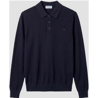 polo a tre bottoni da uomo blu intenso