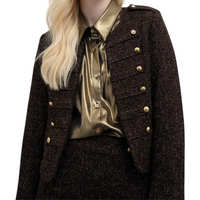 Military style jacket in tweed lurex Soldy model with round neck and golden buttons