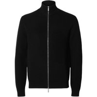 cardigan zip Selected Homme ls knit structure full zip in cotton - black