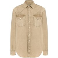 camicie casual uomo dondup - camicia regular in gabardina - beige