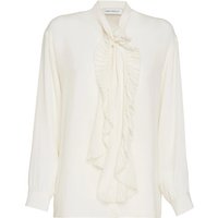Silk viscose shirt with scarf volant plisse Simona Corsellini