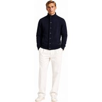 Barbour Wool Knit with Elbow Patches Cardigan — Navy