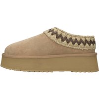 Mou Braided Suede Platform Slipper — Beige