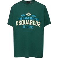 T-shirt Overfit in Cotone Verde con Stampa Dsquared2.