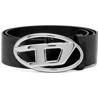 Diesel - 3.9cm leather belt with shiny Oval D logo buckle - Belts - Woman - Black