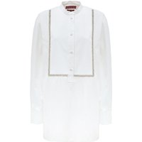 Blusa in Popeline di Cotone Bianco con Decorazioni in Cristalli Gucci