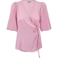 Top in Satin Rosa con Allacciatura ad Incrocio Ganni