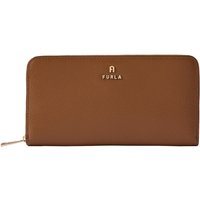 Furla Camelia Zip Around Xl Cognac H Brown Textured Leather Woman