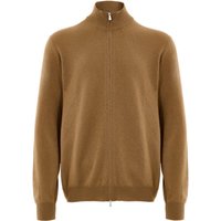 Cardigan sweater in Brown Wool with Zip Gran Sasso