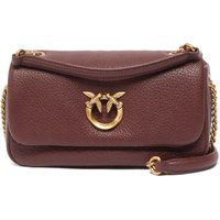 Pinko Love Click Leather Shoulder Bag — Brown