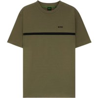 BOSS Cotton T-shirt with logo and stripe - Khaki Men's T-Shirts size XXXL