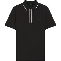 Hugo Boss Zip-Placket Cotton Polo Shirt — Black