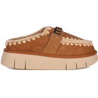Mou Shearling-Lined Leather Slipper — Brown