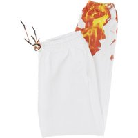 Men's Lightweight Tracksuit Pants Flames White