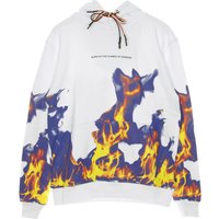 Felpa Leggera Cappuccio Uomo Multi Flames White