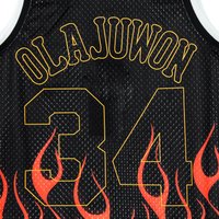 Canotta Basket Uomo Nba Swingman Jersey Flames Hardwood Classics N.34 Hakeem Olajuwon 1993-94 Houroc Black/black/multi Color