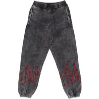 Pantalone Tuta Felpato Uomo Embroidered Flames Pants Grey/red