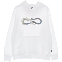 Felpa Leggera Cappuccio Uomo Logo Skullsnake Hoodie White