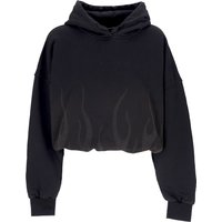 Corrosive Flames Hoodie Black Women's Cropped Hoodie