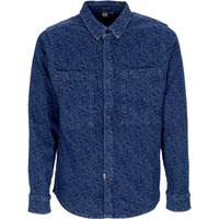 Camicia Manica Lunga Uomo Monogram Laser Shirt Raw Blue Indigo