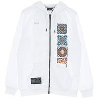 Drestige 28% Rabatt HerrenHoodie mit Reißverschluss und bedrucktem Design weiß