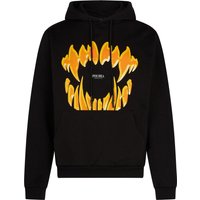Men's Lightweight Hooded Sweatshirt Mouth Print Hoodie Black/orange