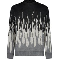 Men's Jacquard Flames Jumper Sweater Black/grey