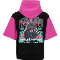 Men's Lightweight Hooded Short Sleeve Sweatshirt Triangle Panther Short Hoodie Black
