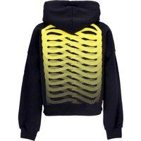 Felpa Cappuccio Corta Donna Ribs Crop Hoodie Black/yellow