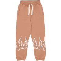 Men's Lightweight Tracksuit Pants Embroidery Flame Pants Terracotta