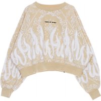Felpa Leggera Girocollo Corta Donna Crop Bandana Print Beige