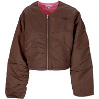 Short Women's Paisley Satin Bomber Brown Jacket