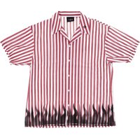 Camicia Manica Corta Uomo Striped Bowling Shirt White/red