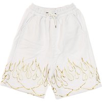 Pantalone Corto Tuta Uomo 3d Print Flames Short White