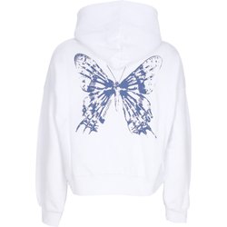 Felpa Cappuccio Corta Donna W Butterfly Croptop Hoodie White