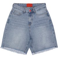 Jeans Corto Uomo Embroidered White Logo Shorts Blue Denim