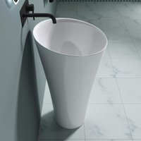 Stone Resin Pedestal Basin - Round Freestanding Bathroom Sink 510mm| Colossum 33