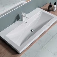 Semi Recessed Rectangular Stone Resin Basin 1000 x 480 x 130mm | Colossum 1 1000mm