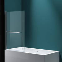1400×960mm Rectangular Over Bath Shower Screen – Pivot Door, Clear Glass & Towel Rail