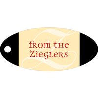 custom oval tags - gold and red - 23rd avenue (set of 24)