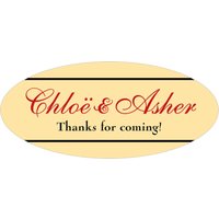 oval wedding labels - gold and red - allegro (set of 30)