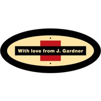 custom oval labels - gold and red - urban (set of 250)